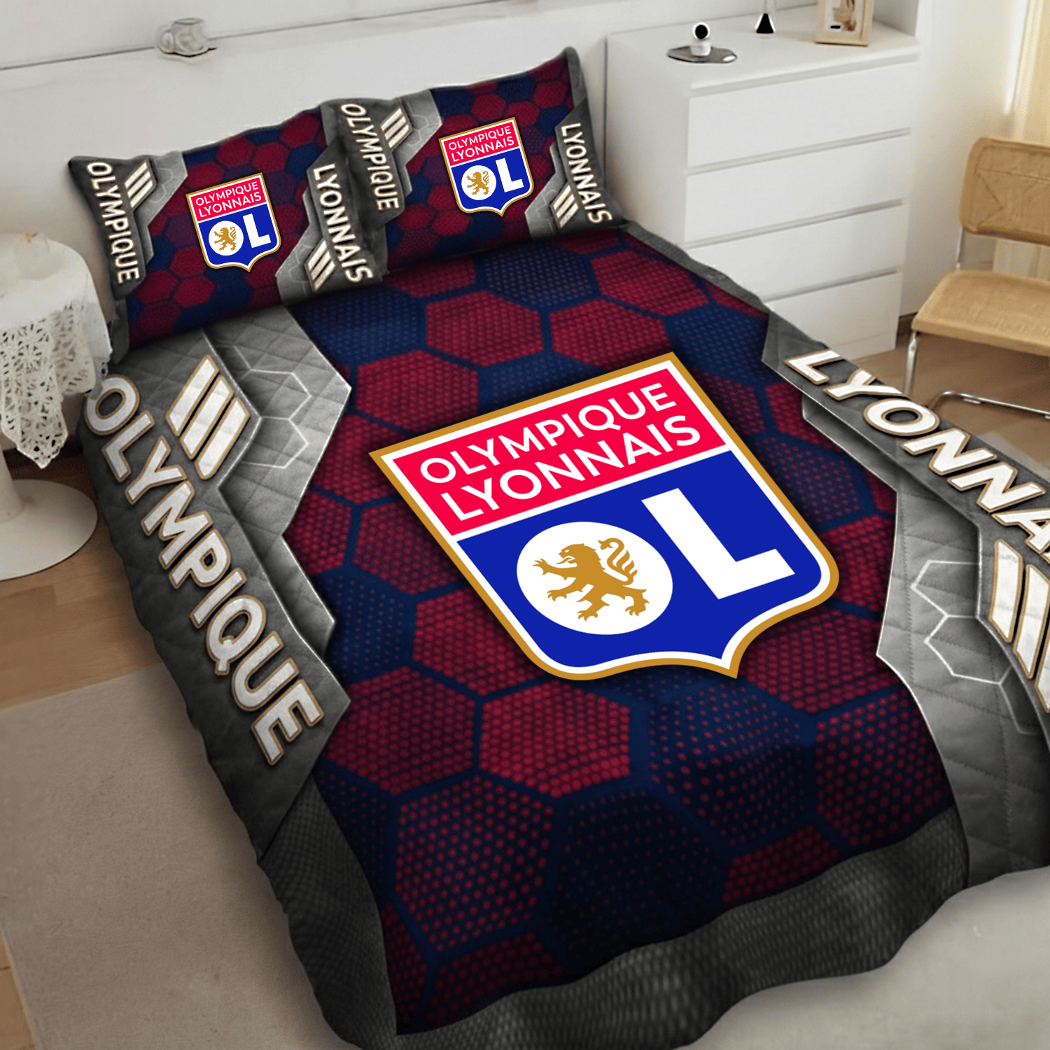 Olympique Lyonnais Inspired Quilt Set