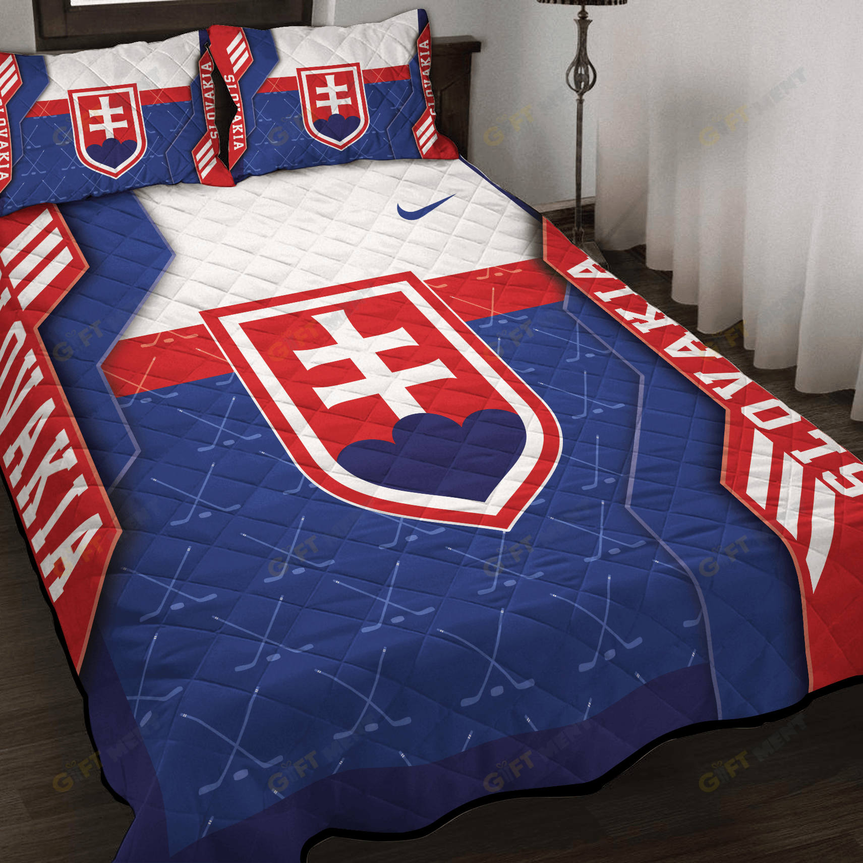 Slovakia Ice Hockey Inspired Quilt Set