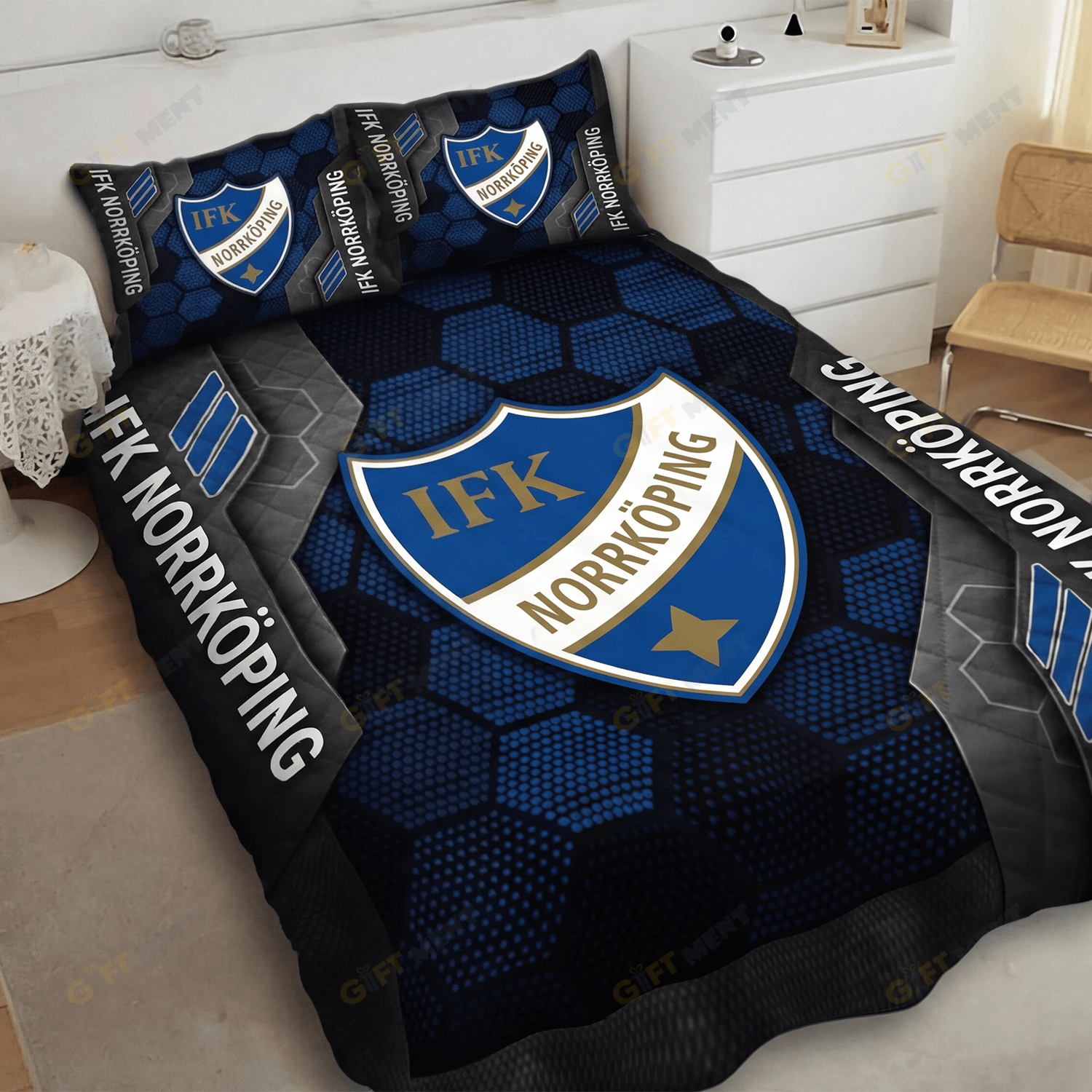 IFK NorrkÃ¶ping Inspired Full Bedding Set