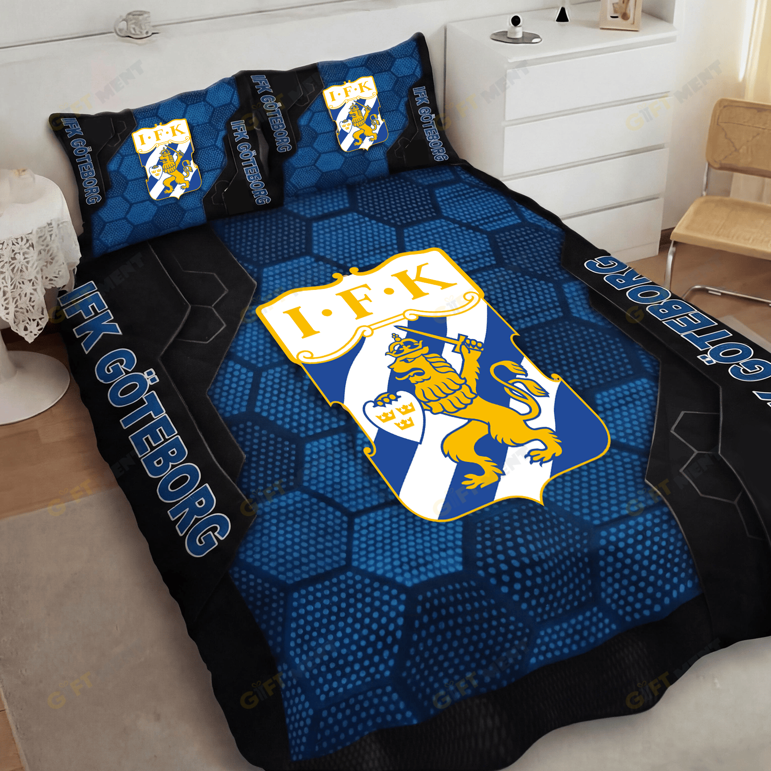 IFK GÃ¶teborg Inspired Full Bedding Set