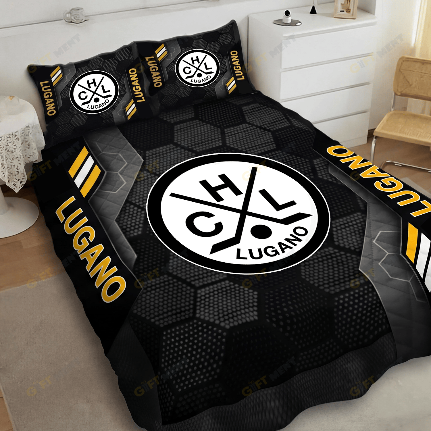 HC Lugano Inspired Full Bedding Set